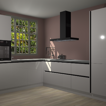 Zijdegrijze hoogglans greeploze keuken Radom 55279