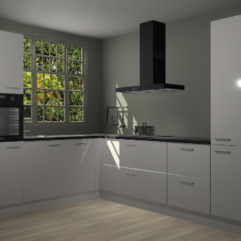 Zijdegrijze hoogglans keuken Radom 55260