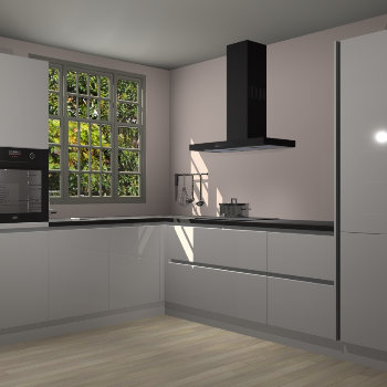 Zijdegrijze hoogglans greeploze keuken Radom 55265