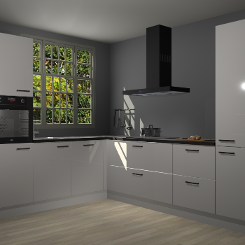 Zijdegrijze hoogglans keuken Radom 55275