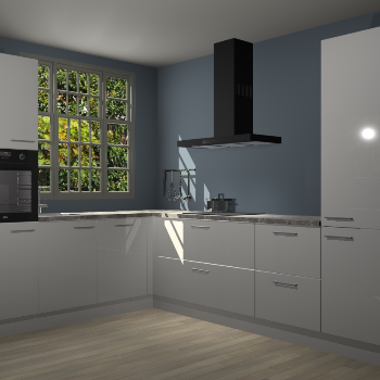 Zijdegrijze hoogglans keuken Radom 55256