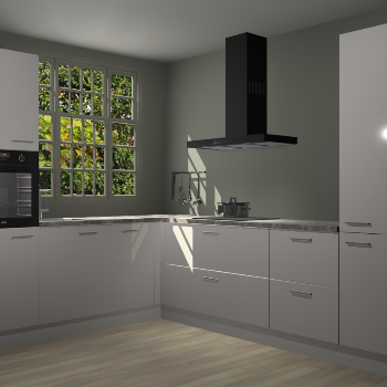 Zijdegrijze hoogglans keuken Radom 55261