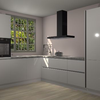 Zijdegrijze hoogglans greeploze keuken Radom 55266