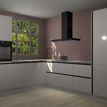 Zijdegrijze hoogglans greeploze keuken Radom 55281