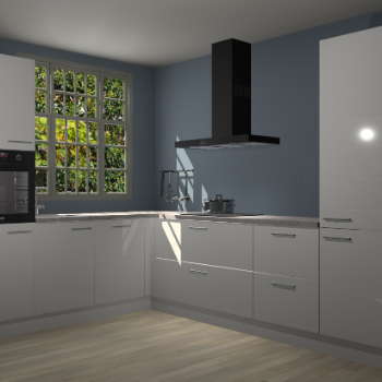 Zijdegrijze hoogglans keuken Radom 55257