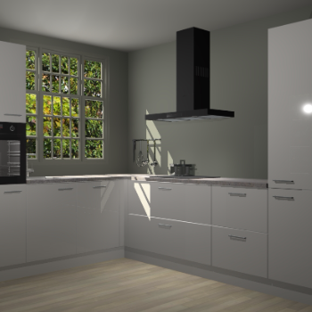 Zijdegrijze hoogglans keuken Radom 55262