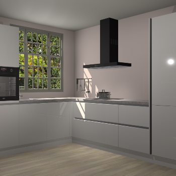 Zijdegrijze hoogglans greeploze keuken Radom 55267