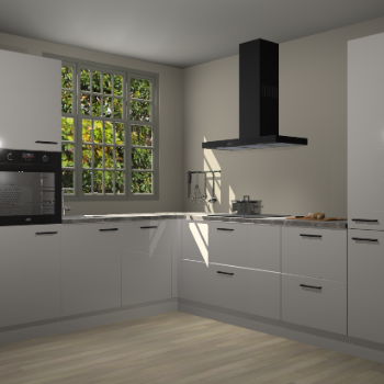 Zijdegrijze hoogglans keuken Radom 55271