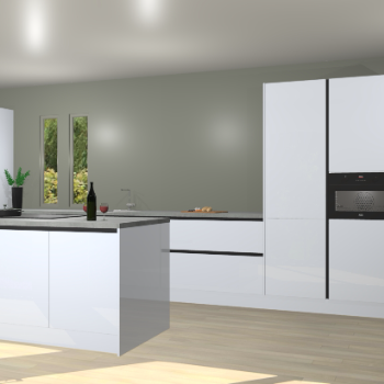 Sneeuwwitte hoogglans greeploze keuken Krakor 77845