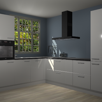 Zijdegrijze hoogglans keuken Radom 55258