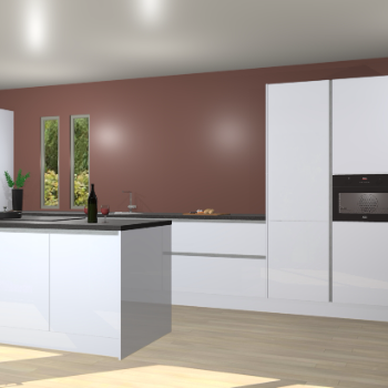 Sneeuwwitte hoogglans greeploze keuken Krakor 77854