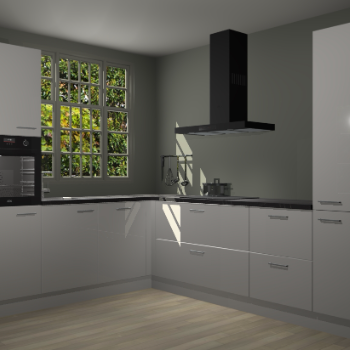 Zijdegrijze hoogglans keuken Radom 55263