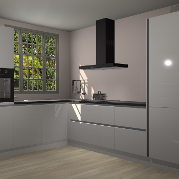 Zijdegrijze hoogglans greeploze keuken Radom 55268