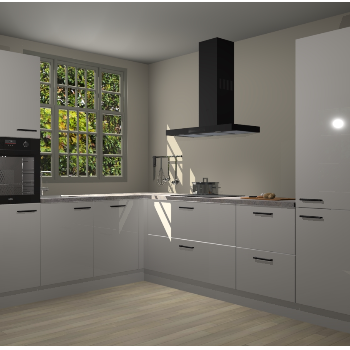 Zijdegrijze hoogglans keuken Radom 55272