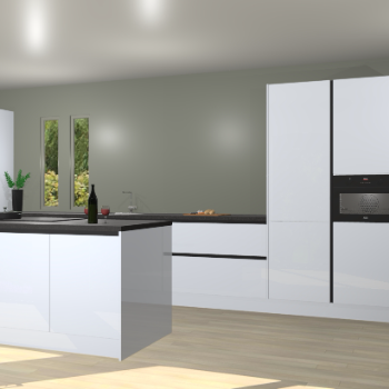 Sneeuwwitte hoogglans greeploze keuken Krakor 77857