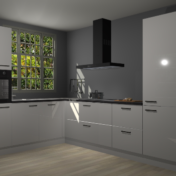 Zijdegrijze hoogglans keuken Radom 55278