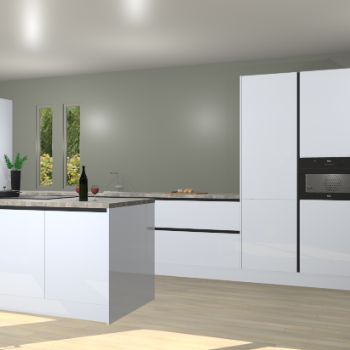 Sneeuwwitte hoogglans greeploze keuken Krakor 77908