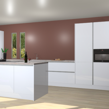 Sneeuwwitte hoogglans greeploze keuken Krakor 77911