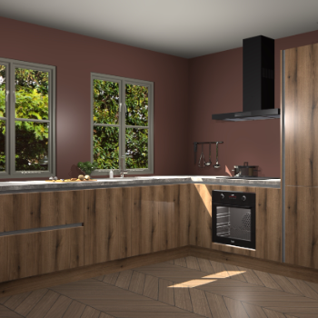 Goud Eiken greeploze keuken Konin 65385