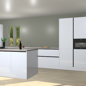 Sneeuwwitte hoogglans greeploze keuken Krakor 77914