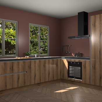 Goud Eiken greeploze keuken Konin 65397