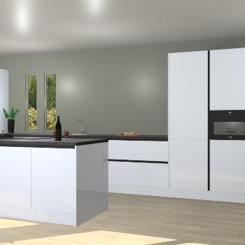 Sneeuwwitte hoogglans greeploze keuken Krakor 77927