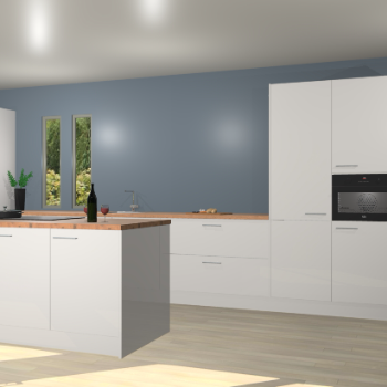 Zijdegrijze hoogglans keuken Krakor 77939