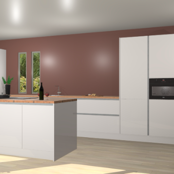 Zijdegrijze hoogglans greeploze keuken Krakor 77941