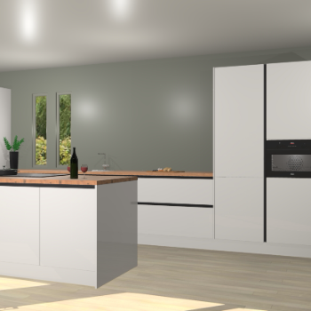 Zijdegrijze hoogglans greeploze keuken Krakor 77944