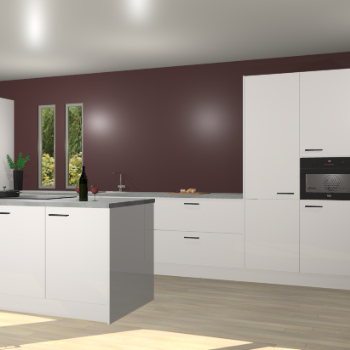 Zijdegrijze hoogglans keuken Krakor 77955