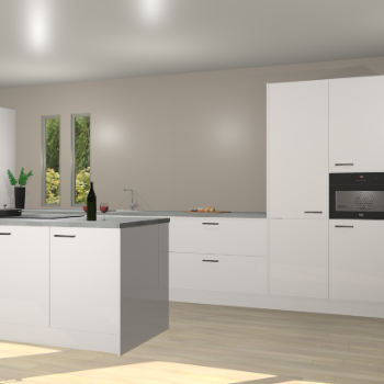 Zijdegrijze hoogglans keuken Krakor 77956