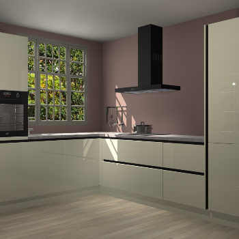 Magnolia hoogglans greeploze keuken Radom 55827