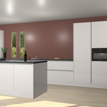 Zijdegrijze hoogglans greeploze keuken Krakor 77975