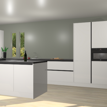 Zijdegrijze hoogglans greeploze keuken Krakor 77978