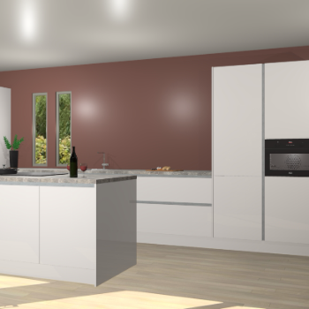 Zijdegrijze hoogglans greeploze keuken Krakor 77989