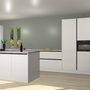 Zijdegrijze hoogglans greeploze keuken Krakor 78011