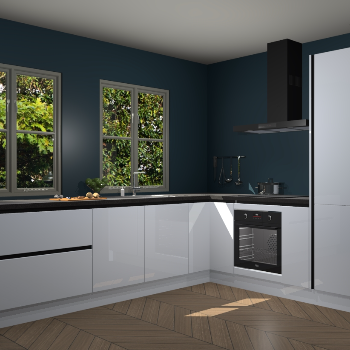 Sneeuwwitte hoogglans greeploze  keuken Konin 65745