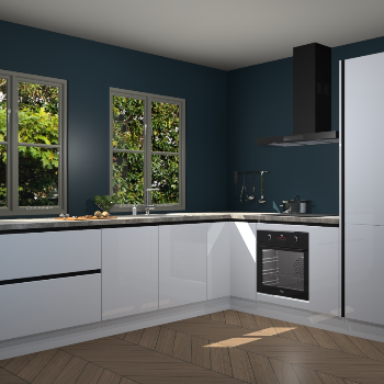 Sneeuwwitte hoogglans greeploze  keuken Konin 65751