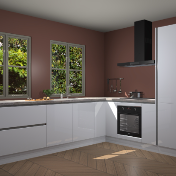 Sneeuwwitte hoogglans greeploze keuken Konin 65754