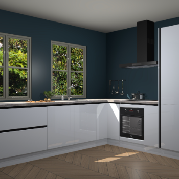 Sneeuwwitte hoogglans greeploze  keuken Konin 65757