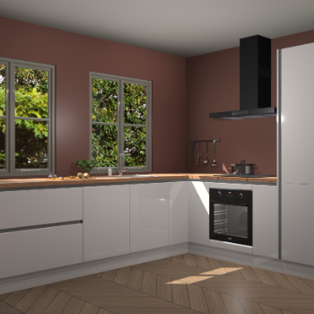 Zijdegrijze hoogglans greeploze keuken Konin 65833