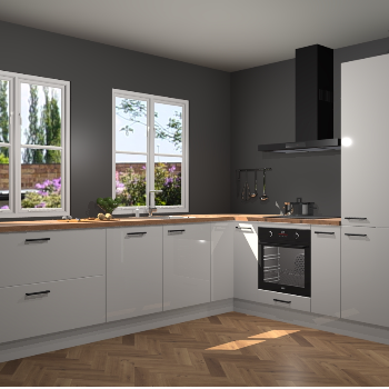 Zijdegrijze hoogglans keuken Konin 65834