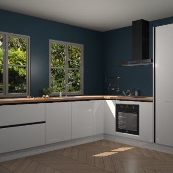 Zijdegrijze hoogglans greeploze  keuken Konin 65836