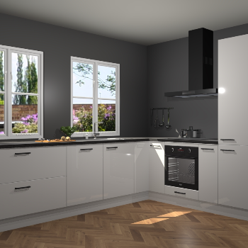 Zijdegrijze hoogglans keuken Konin 65860