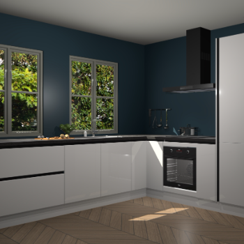 Zijdegrijze hoogglans greeploze  keuken Konin 65864