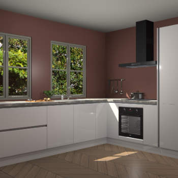 Zijdegrijze hoogglans greeploze keuken Konin 65919