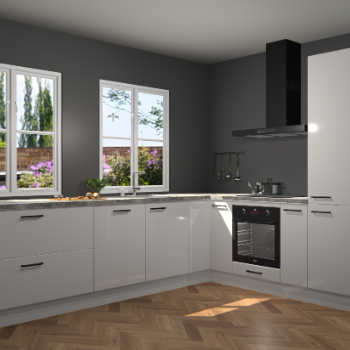 Zijdegrijze hoogglans keuken Konin 65920