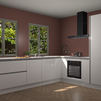 Zijdegrijze hoogglans greeploze keuken Konin 65925