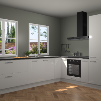 Zijdegrijze hoogglans keuken Konin 65929