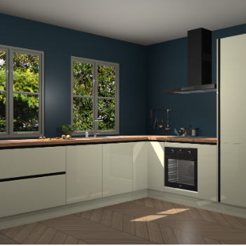 Magnolia hoogglans greeploze  keuken Konin 66005